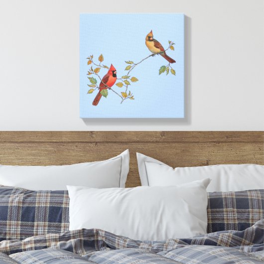 Kardinaal paar canvas afdruk (Insitu (Slaapkamer))