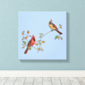 Kardinaal paar canvas afdruk (Insitu (Houten vloer))