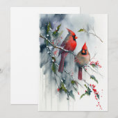 Kardinaal paar feestdagenkaart (Voorkant / Achterkant)