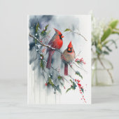 Kardinaal paar feestdagenkaart (Staand voorkant)