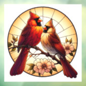 Kardinaal Paar Glas in lood Venster Cling Raamsticker (Vel 3)