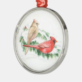 Kardinaal-paar-vogelkunstversiering Metalen Ornament (Links)