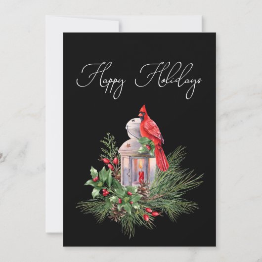 Kardinaal Pine Holly Zakelijke Kerstmis Kaart (Voorkant)