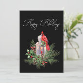 Kardinaal Pine Holly Zakelijke Kerstmis Kaart (Staand voorkant)