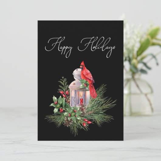 Kardinaal Pine Holly Zakelijke Kerstmis Kaart (Staand voorkant)