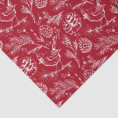 Kardinaal, Pinecones en Winterbessen Rood Tissuepapier (Detail)