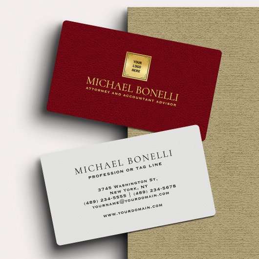 Kardinaal Red Leather Business Logo Corporate Visitekaartje