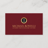 Kardinaal Red Leather Corporate Round Gold Logo Visitekaartje (Voorkant)