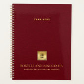 Kardinaal Red Leather Look Zakelijke logo en naam Planner (Voorkant)