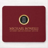 Kardinaal Red Leather Luxury Gold ROUND Logo Muismat (Voorkant)