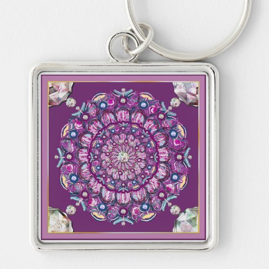 Kardinaal Red Rosace Sleutelhanger (Voorkant)