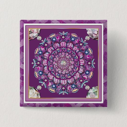 Kardinaal Red Rosace Vierkante Button 5,1 Cm (Voorkant)