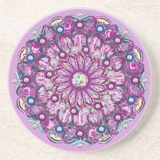 Kardinaal Red Rosace Zandsteen Onderzetter (Voorkant)