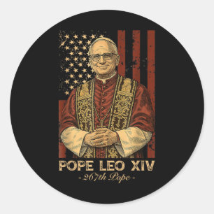 Kardinaal Robert Prevost Paus Leo XIV Amerikaanse Ronde Sticker