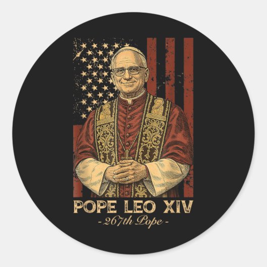 Kardinaal Robert Prevost Paus Leo XIV Amerikaanse  Ronde Sticker (Voorkant)