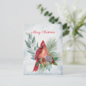 Kardinaal Rode Pine Greenery Kerstmis Feestdagenkaart (Staand voorkant)