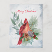 Kardinaal Rode Pine Greenery Kerstmis Feestdagenkaart (Voorkant)