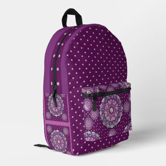 Kardinaal rode Rosace Bedrukte Rugzak (Achterkant Hoek Links)