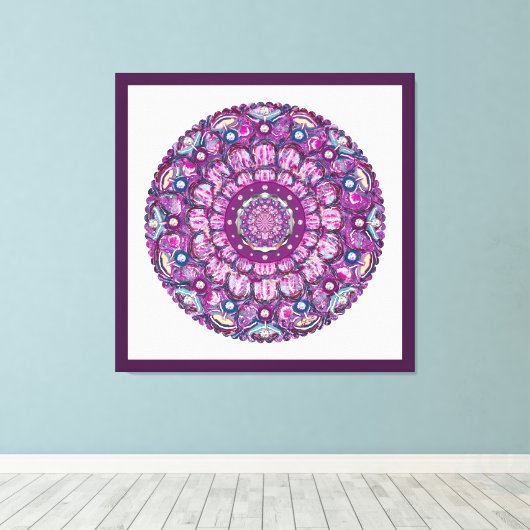 Kardinaal rode Rosace Canvas Afdruk (Insitu (Houten vloer))