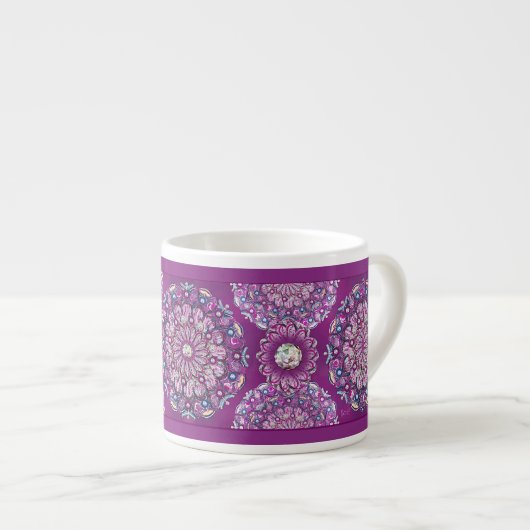 Kardinaal rode Rosace Espresso Kop (Voorkant rechts)