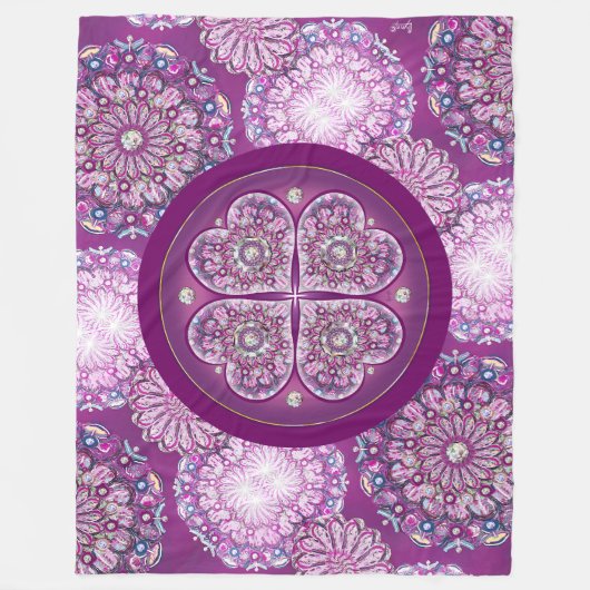 Kardinaal rode Rosace Fleece Deken (Voorkant)