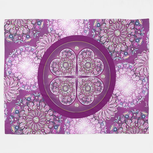 Kardinaal rode Rosace Fleece Deken (Voorkant (Horizontaal))