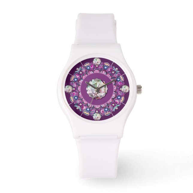 Kardinaal rode Rosace Horloge (Voorkant)