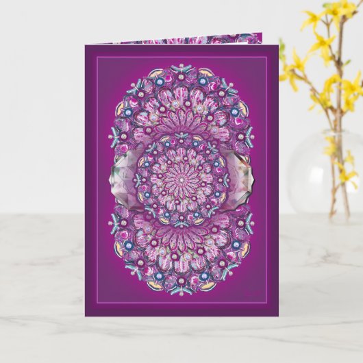 Kardinaal rode Rosace Kaart (Gele Bloem)