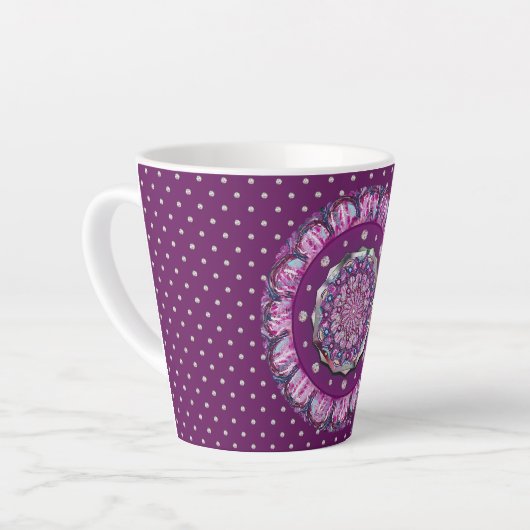 Kardinaal rode Rosace Latte Mok (Linkerhoek)