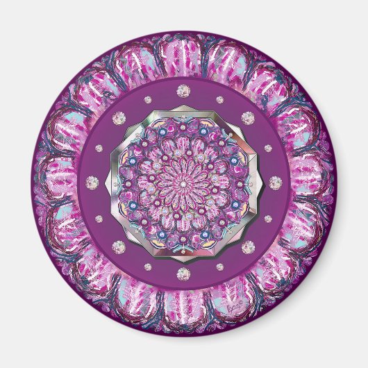 Kardinaal rode Rosace Magneet (Voorkant)