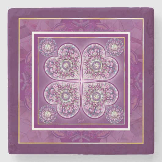 Kardinaal rode Rosace Stenen Onderzetter (Voorkant)