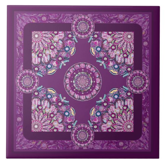 Kardinaal rode Rosace Tegeltje (Voorkant)