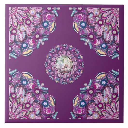 Kardinaal rode Rosace Tegeltje (Voorkant)