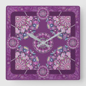 Kardinaal rode Rosace Vierkante Klok (Voorkant)