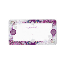 Kardinaal rode rozenkrans & sneeuwvlok etiket