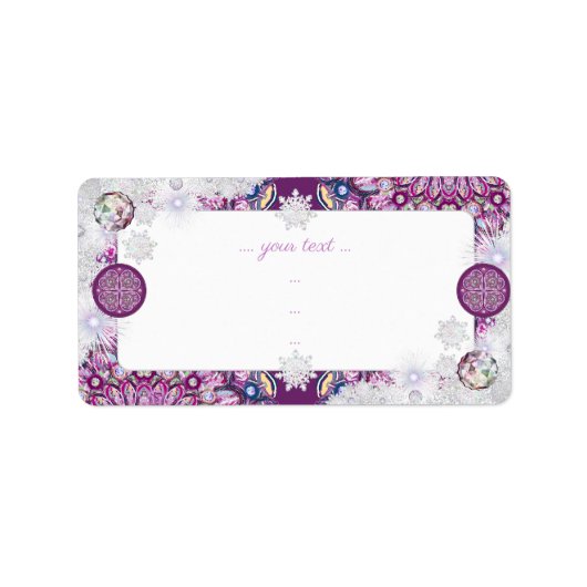 Kardinaal rode rozenkrans & sneeuwvlok etiket (Voorkant)