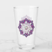 Kardinaal rode rozenkrans & sneeuwvlok glas (Achterkant)