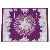 Kardinaal rode rozenkrans & sneeuwvlok groot cadeauzakje (Voorkant)