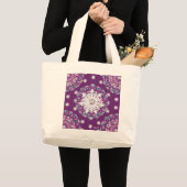Kardinaal rode rozenkrans & sneeuwvlok grote tote bag (Voorkant (product))