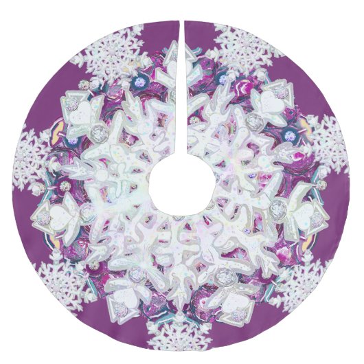 Kardinaal rode rozenkrans & sneeuwvlok kerstboom rok (Voorkant)