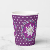 Kardinaal rode rozenkrans & sneeuwvlok papieren bekers (Achterkant)