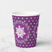 Kardinaal rode rozenkrans & sneeuwvlok papieren bekers (Voorkant)