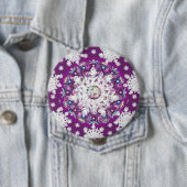 Kardinaal rode rozenkrans & sneeuwvlok ronde button 4,0 cm (In situ)