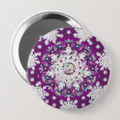 Kardinaal rode rozenkrans & sneeuwvlok ronde button 4,0 cm (Voorkant /achterkant)