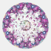 Kardinaal rode rozenkrans & sneeuwvlok ronde sticker (Voorkant)