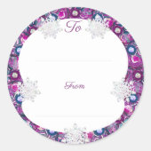 Kardinaal rode rozenkrans & sneeuwvlok ronde sticker (Voorkant)