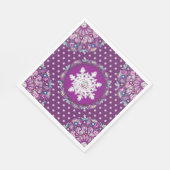 Kardinaal rode rozenkrans & sneeuwvlok servet (Hoek)