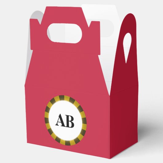 Kardinaal rode vaste kleur met monogram bedankdoosjes (Geopend)