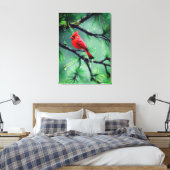 Kardinaal Rode Vogel Canvas Wandkunst Afdruk (Insitu (Slaapkamer))