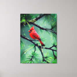 Kardinaal Rode Vogel Canvas Wandkunst Afdruk